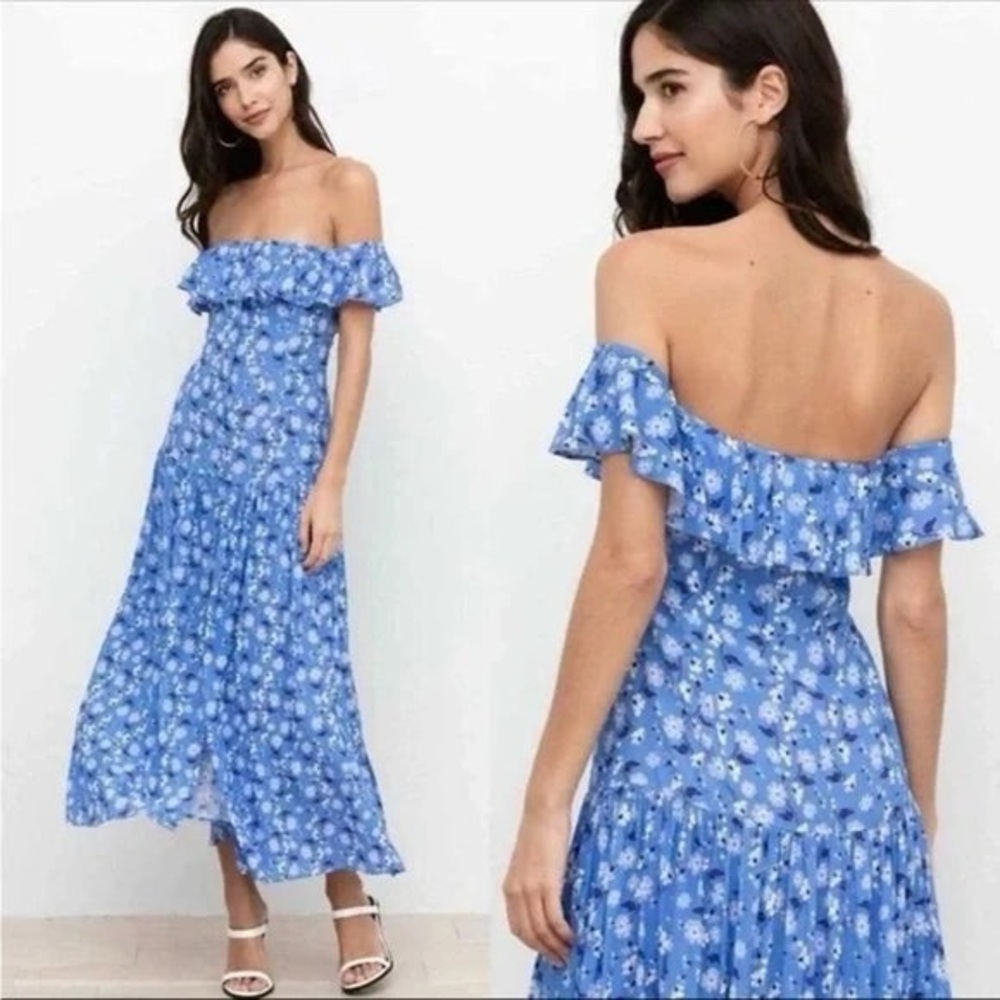 Yumi Kim Ray of Light Blue Spring Floral Maxi Dress Size 6 – Feminine & Flowing